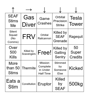 Helldivers 2 Bingo Card