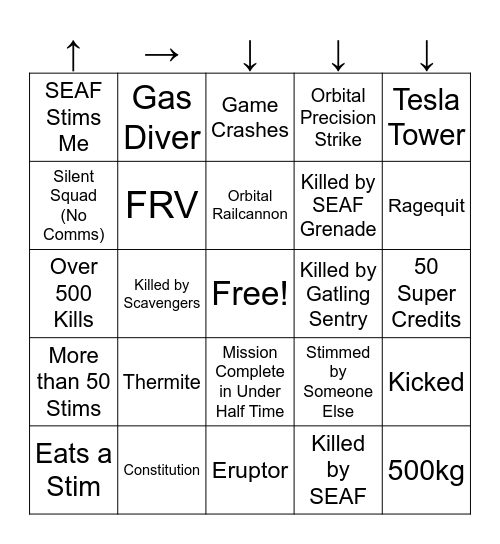 Helldivers 2 Bingo Card