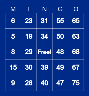 Bridge Week Mingo Bingo Card