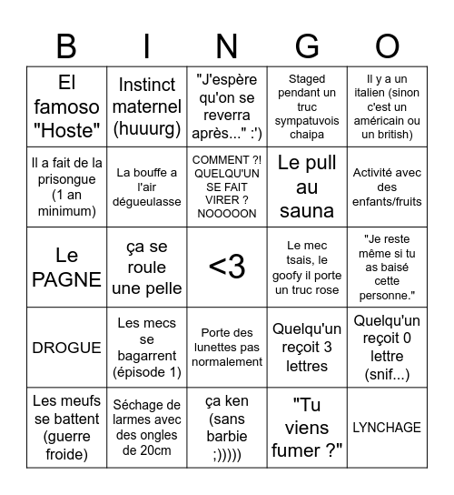 Badly in love Bingo Card
