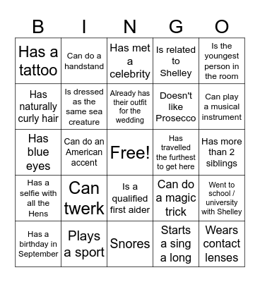 Find someone who Bingo Card