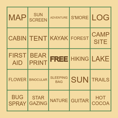 CAMPING BINGO Card
