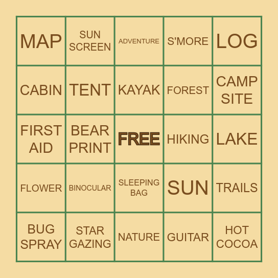 CAMPING BINGO Card