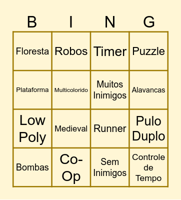 Game Jam Bingo Card