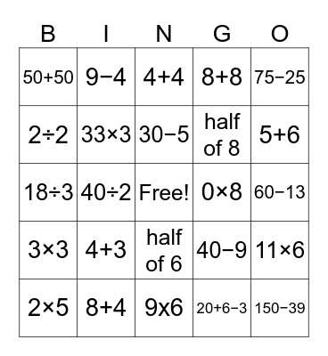 BTS Bash Elementary Bingo Card