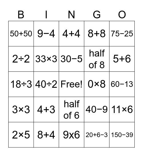 BTS Bash Elementary Bingo Card