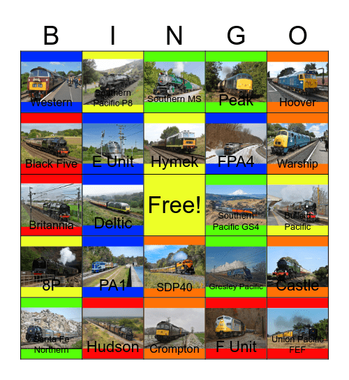 The Black Five and other Passenger Engines that I would like to drive while Laurie passed away one day Bingo Card