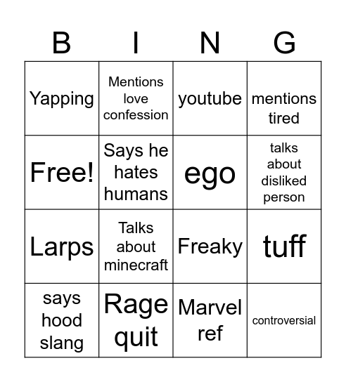 Untitled Bingo Card