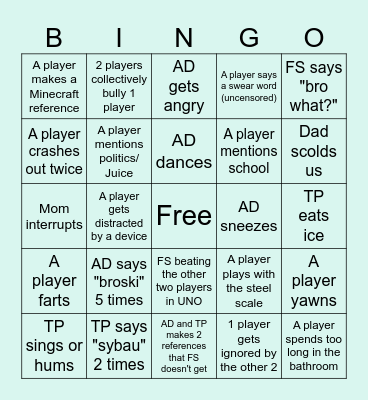 ZBM BINGO Card