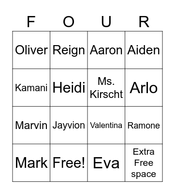 4th grade Bingo Card