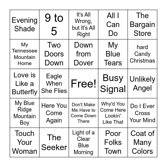 Dolly Bingo Card