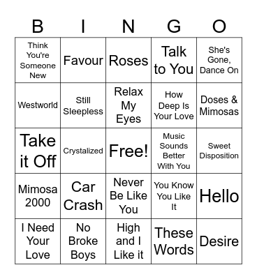 HOUSE MUSIC  BINGO!!! Bingo Card