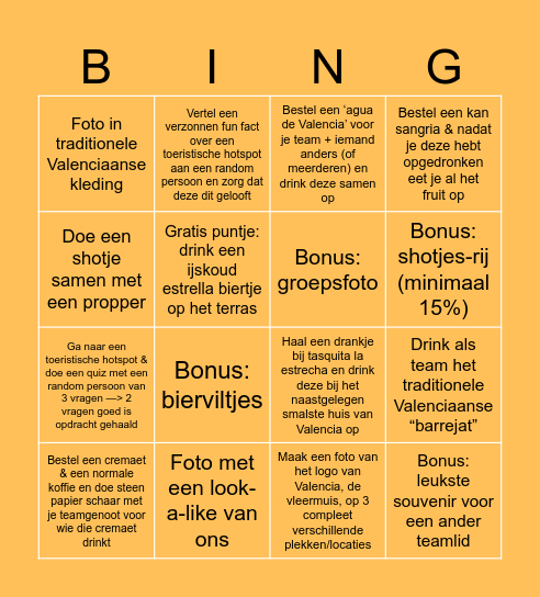 Bingo Valencia Bingo Card
