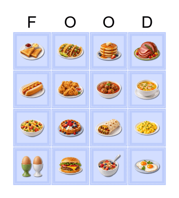 Food Vocabulary Bingo Card
