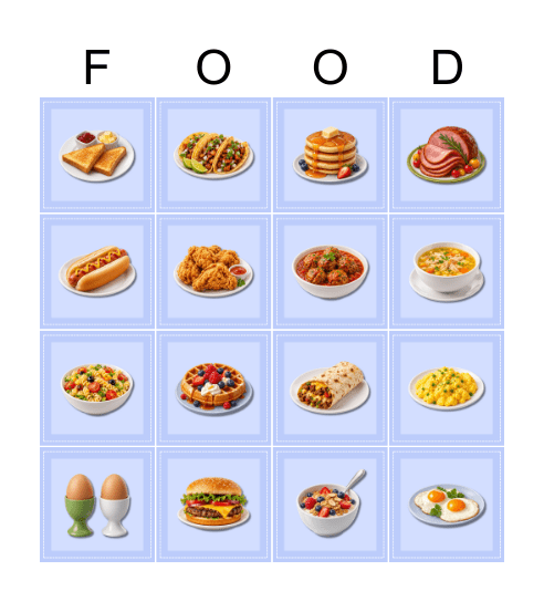 Food Vocabulary Bingo Card