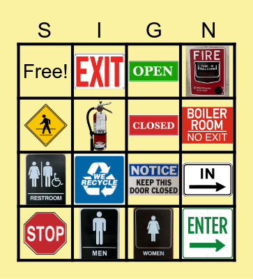 Community Safety/Survival Signs Bingo Card