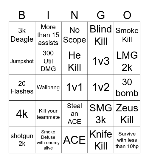 CS2 fun time bingo freddy fazbear Bingo Card