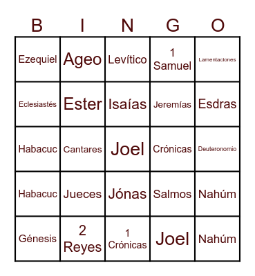Libros de la Biblia AT Bingo Card