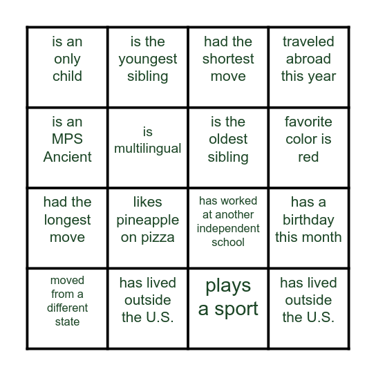 Who is in the room?       Find Someone Who.... Bingo Card