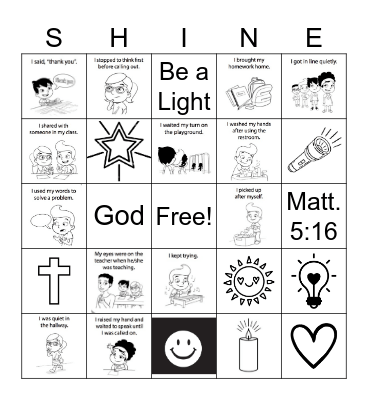 SHINE God's L.O.V.E. Bingo Card