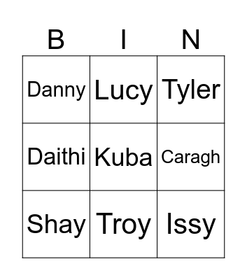 Our Class Bingo Card