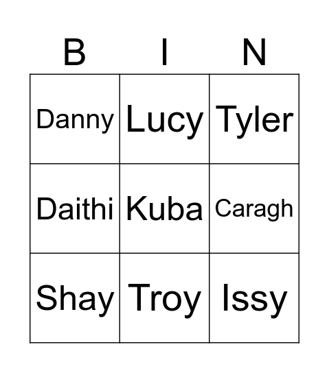 Our Class Bingo Card