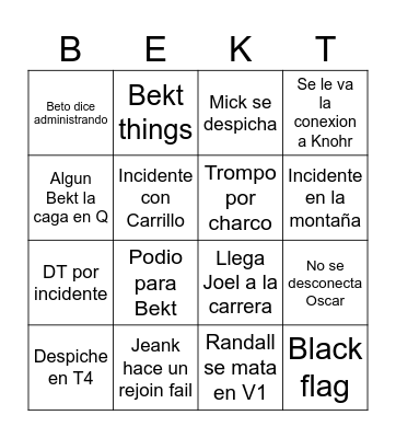 Omega exp Bingo Card