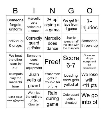 Football bingo Card