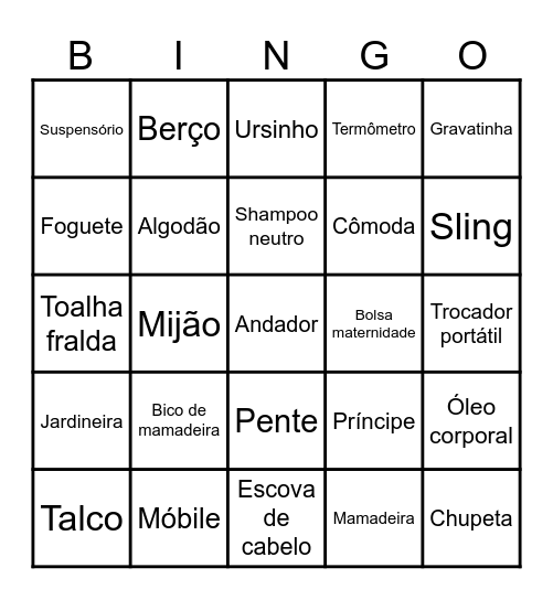 Jr Jr Bingo Card