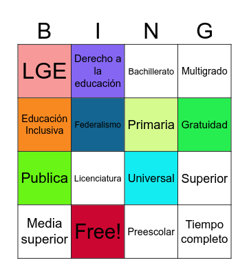 Bases legales Bingo Card
