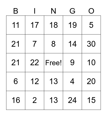 Sara & Gustavi Bingo Card