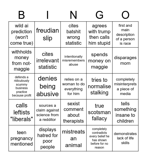 Mark Bingo Card