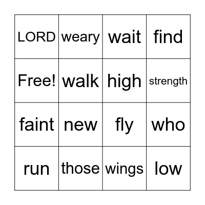 Isaiah 40:31 Bingo Card