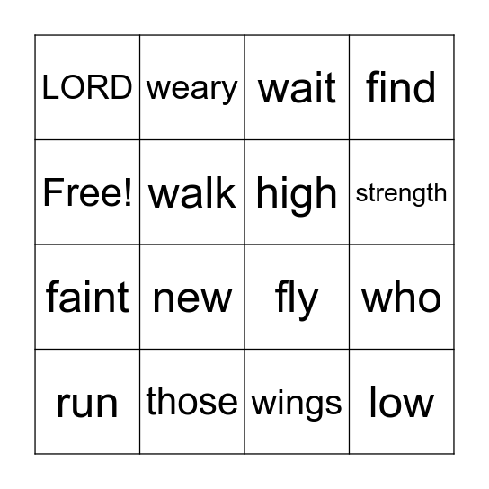 Isaiah 40:31 Bingo Card