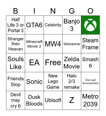 Games Con 2026 BINGO Card 1 Bingo Card