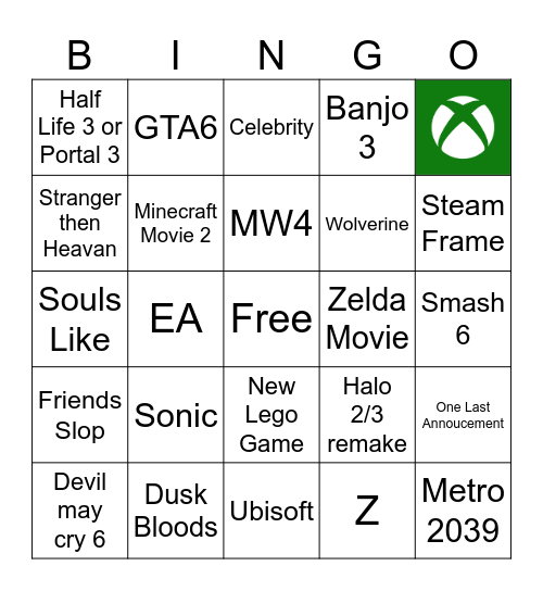 Games Con 2026 BINGO Card 1 Bingo Card