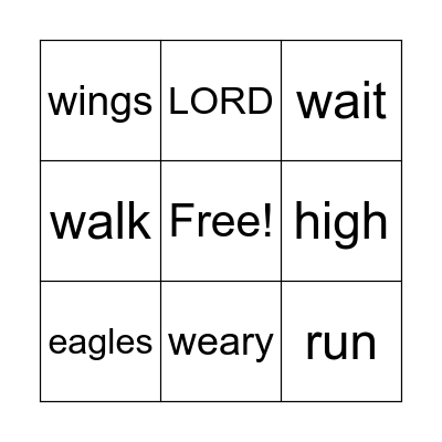 Isaiah 40:31 Bingo Card