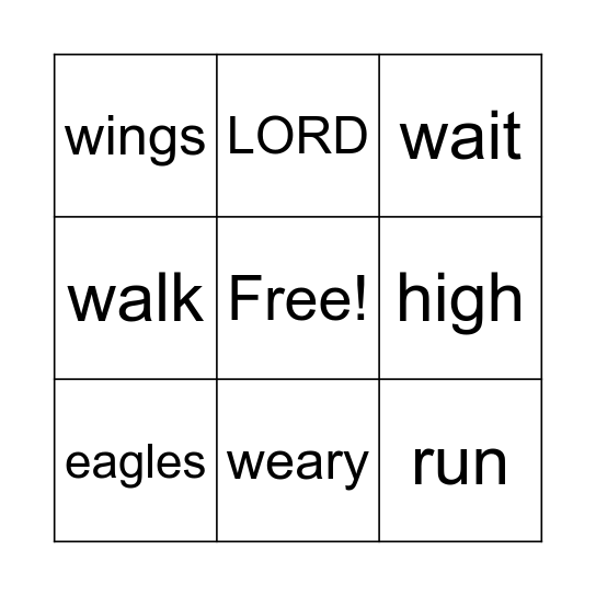 Isaiah 40:31 Bingo Card