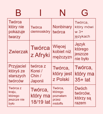 Nowi twórcy Bingo Card
