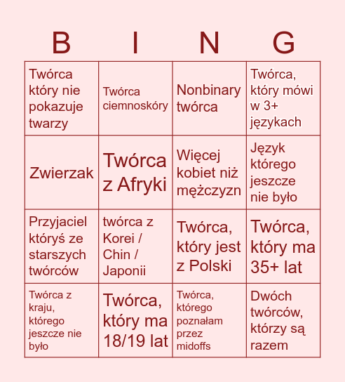Nowi twórcy Bingo Card