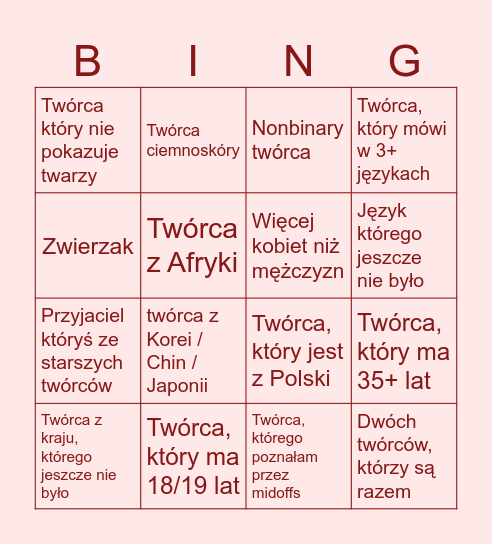 Nowi twórcy Bingo Card