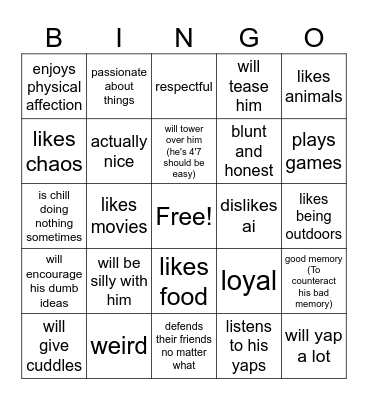 Are you Kabi's type Bingo Card