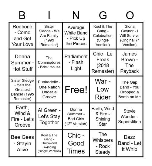 Round 3 - Soul Train Bingo Card