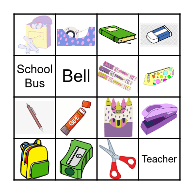 School Bingo Card