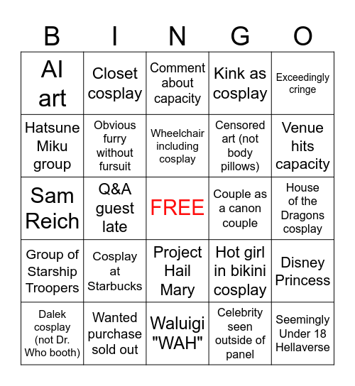FanEXPO 2026 Bingo Card
