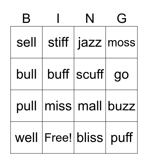 UFLI 42 & 43 Bingo Card