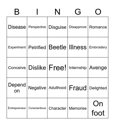 Spelling Beengo! Bingo Card