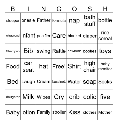 ¡Bingo Baby Shower! Bingo Card