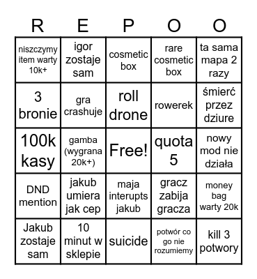 REPO BINGO Card