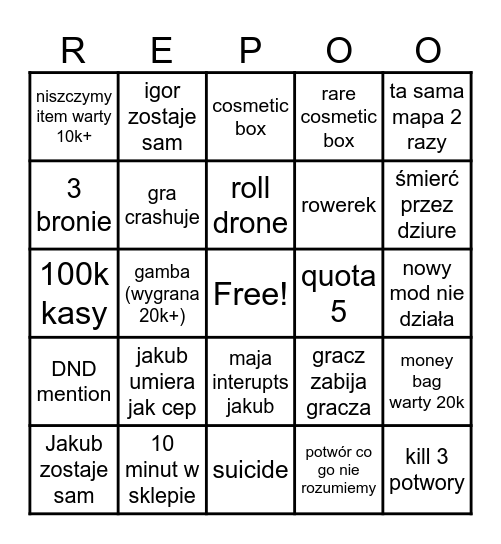 REPO BINGO Card